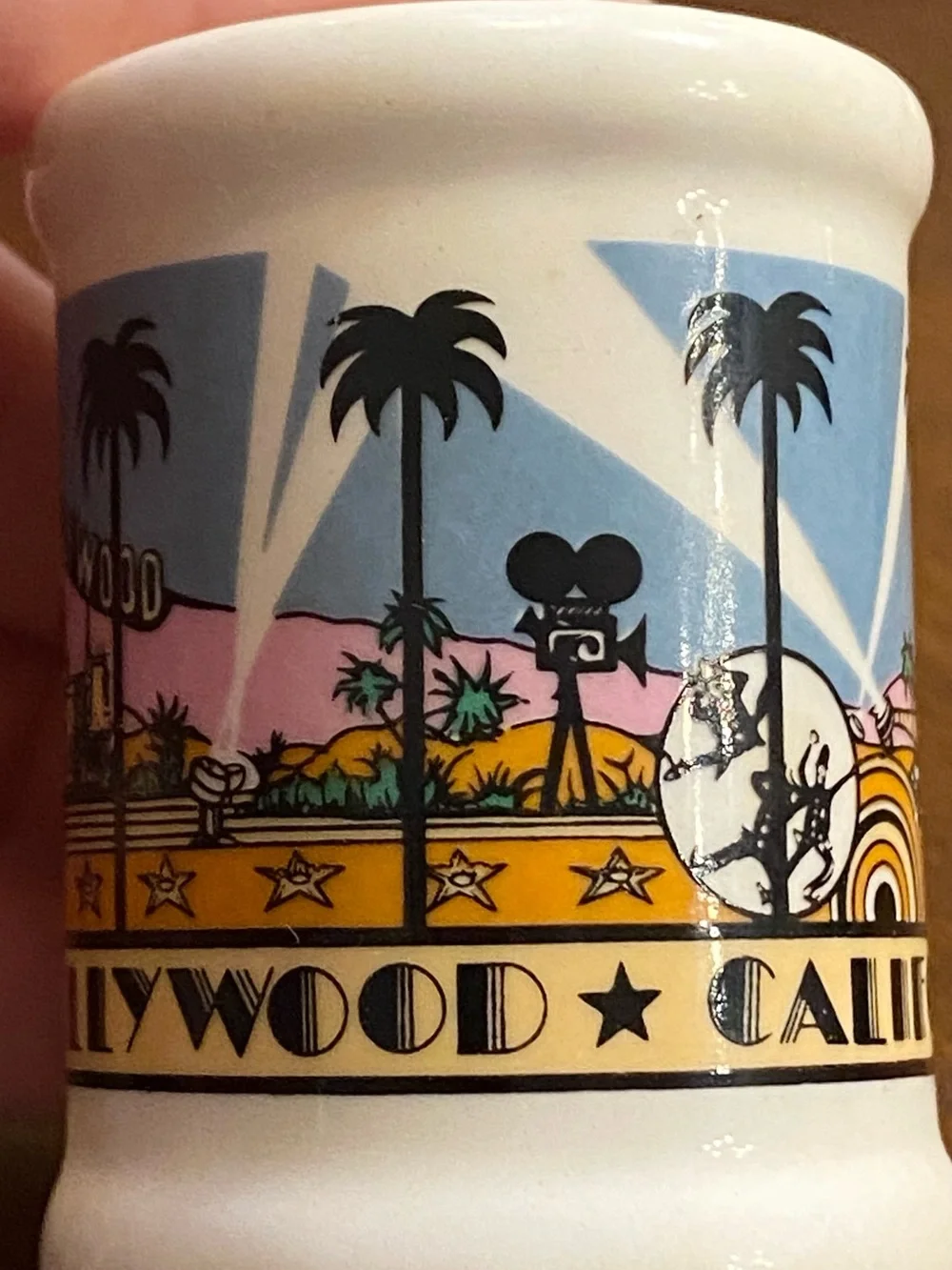 VTG 1984 Hollywood California Karol Western Ceramic Shot Glass Mini Mug 2.5”